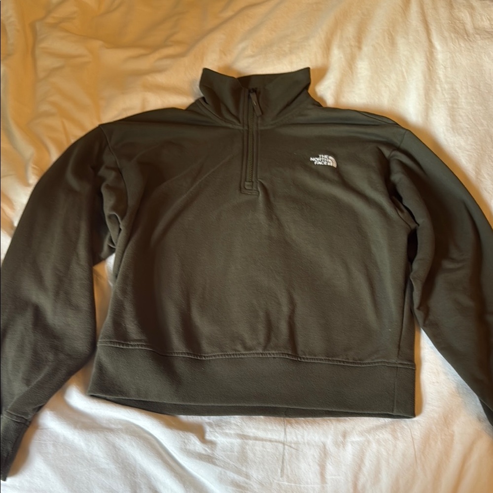The North Face Green Zip Up Sweater with High Collar
